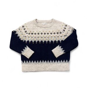 JohnPaulRichard Navy and Cream Patterned Sweater